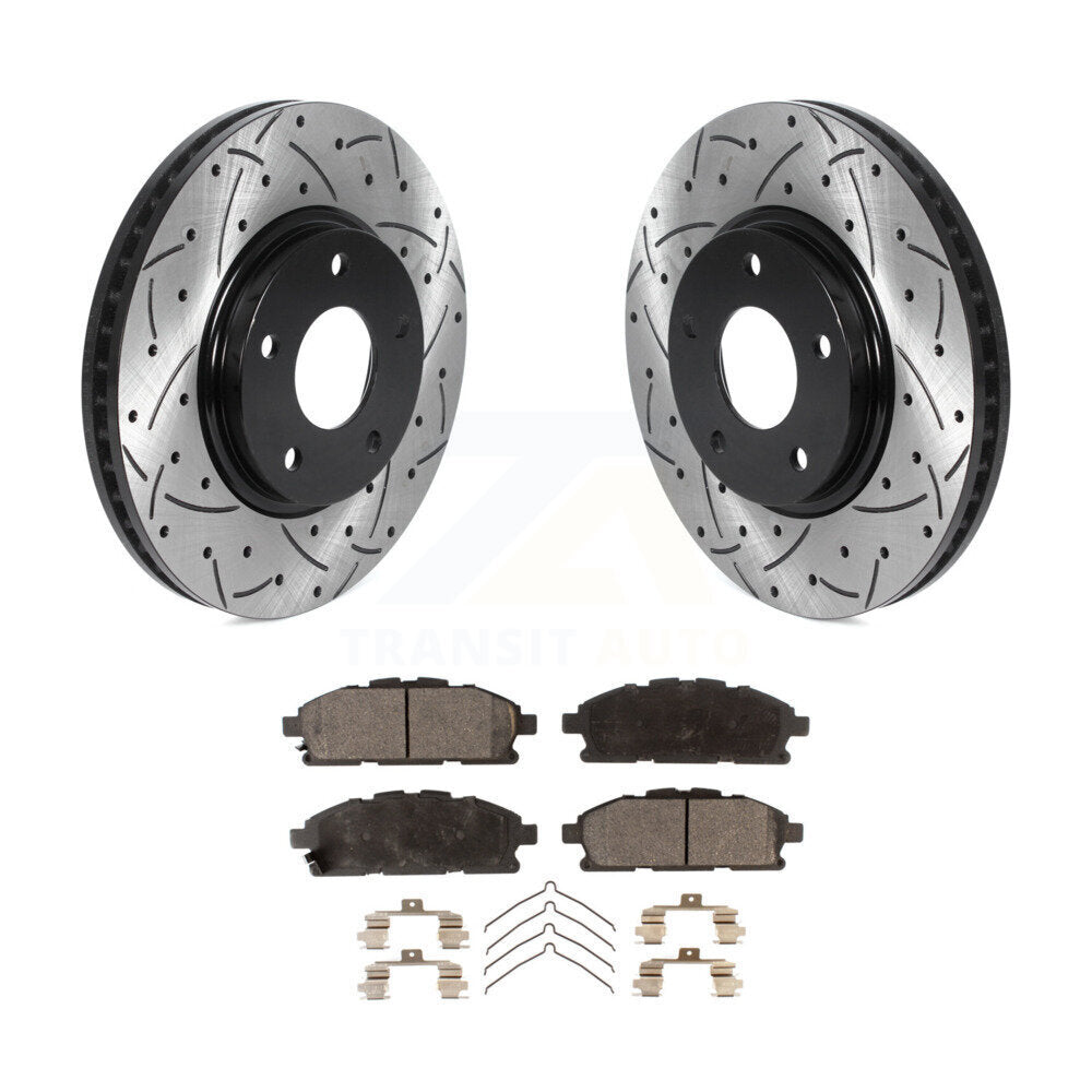 Kit de plaquettes de frein semi-métalliques pour rotors de frein à fente avant percés pour Nissan Ques 2011-2017