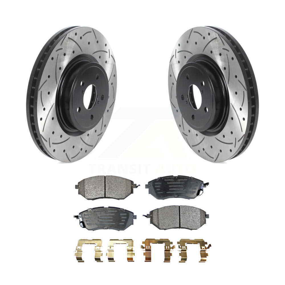 Kit de plaquettes semi-métalliques de Rotor de frein à fente avant percée pour Subaru Forester Outbac