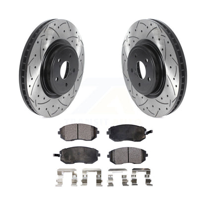 Kit de plaquettes semi-métalliques de Rotor de frein à disque de fente de forage enduit avant pour Subaru Legac