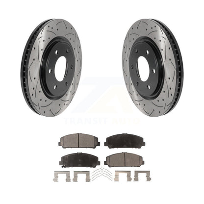 Rotor de frein à fente percée avant et Kit de plaquettes semi-métalliques pour Nissan TITAN INFINIT