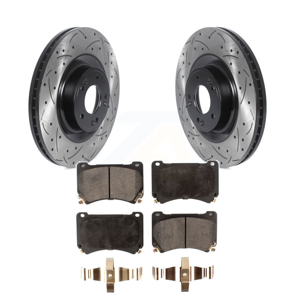 Rotor de frein à fente percée avant et Kit de plaquettes semi-métalliques pour Hyundai Genesis Equu