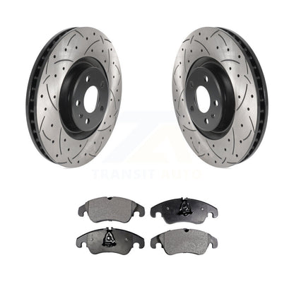 Kit de plaquettes semi-métalliques de rotors de frein à disque fendus percés à revêtement avant pour Audi A