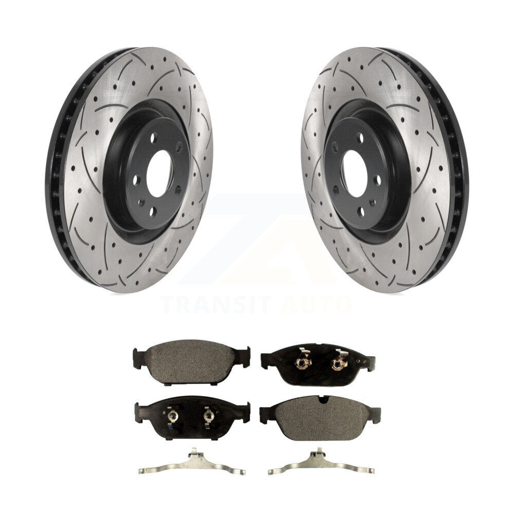 Kit de plaquettes semi-métalliques de Rotor de frein à disque à fente avant percée pour Audi A6 Quattro A