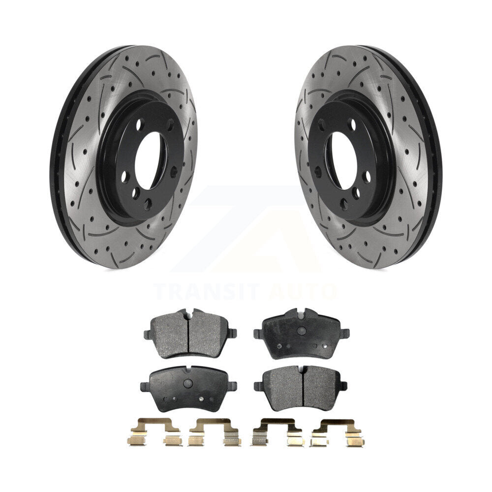 Rotors de frein à fente avant percés, Kit de plaquettes semi-métalliques pour Mini Cooper Countryma