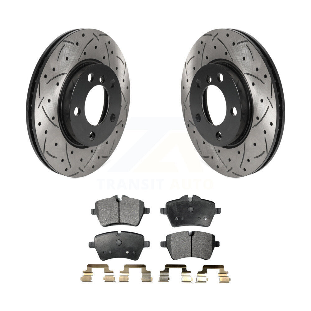 Rotors de frein à fente avant percés, Kit de plaquettes semi-métalliques pour Mini Cooper Countryma
