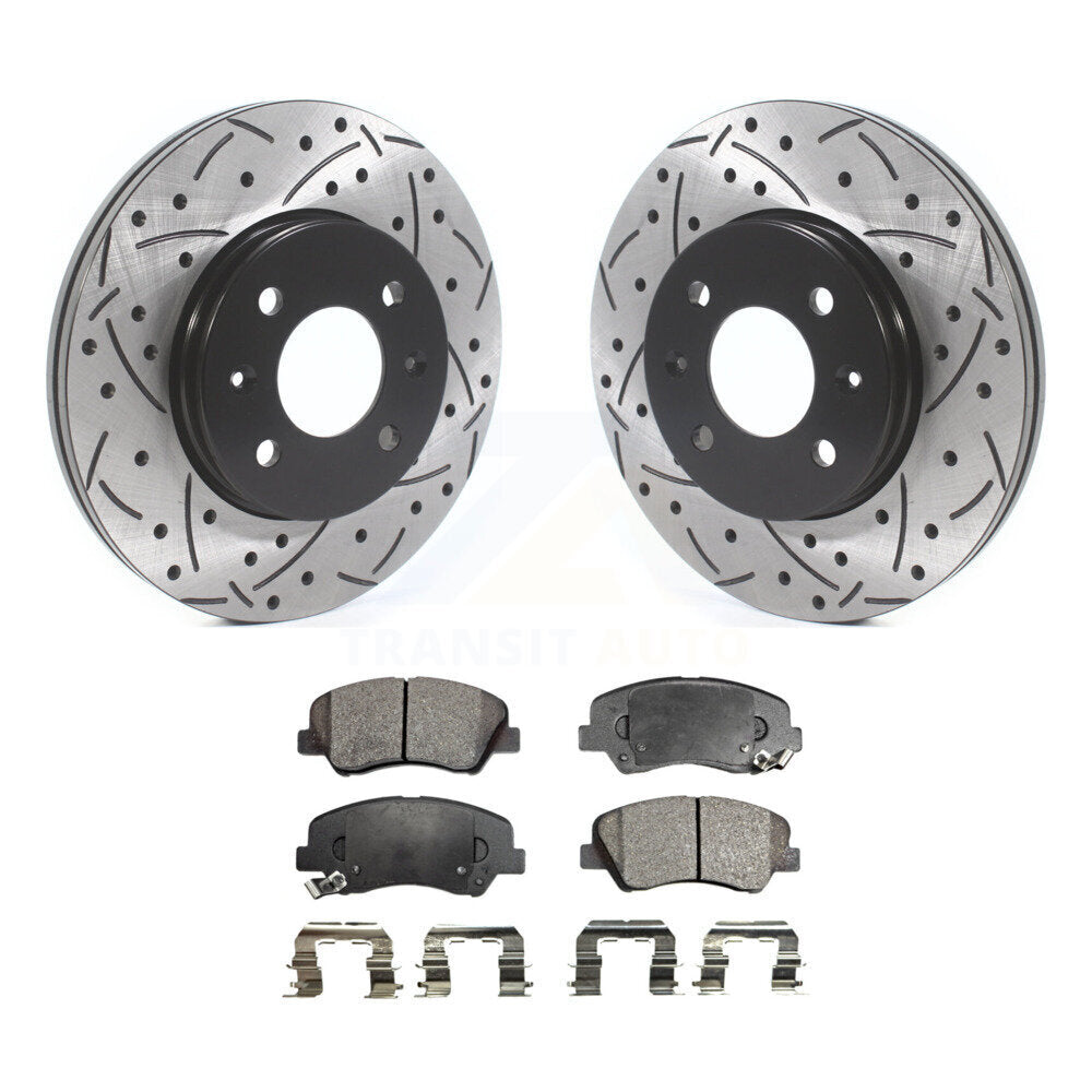 Rotors de frein à fente avant percés, Kit de plaquettes semi-métalliques pour Hyundai Accent Kia Ri