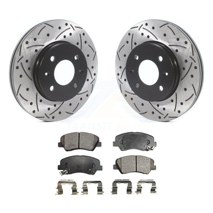 Rotors de frein à fente avant percés, Kit de plaquettes semi-métalliques pour Hyundai Accent Kia Ri