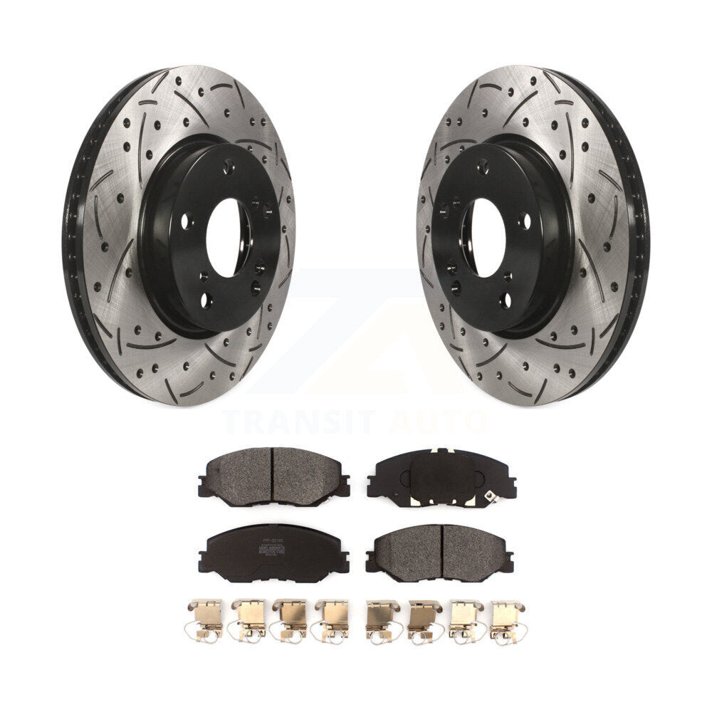 Kit de plaquettes semi-métalliques de Rotors de frein à disque de fente de forage avant pour Honda Civic Insigh