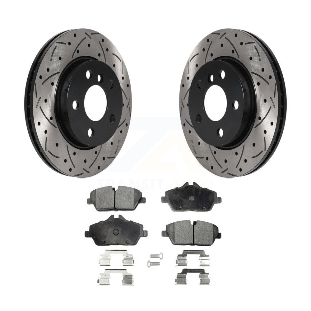 Kit de plaquettes semi-métalliques de Rotor de frein à disque à fente percée à revêtement avant pour Mini Coope