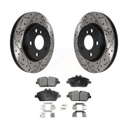 Kit de plaquettes semi-métalliques de Rotor de frein à disque à fente percée à revêtement avant pour Mini Coope
