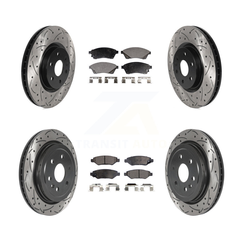Rotors de frein à fente avant et arrière, Kit de plaquettes semi-métalliques pour Cadillac SRX Saa