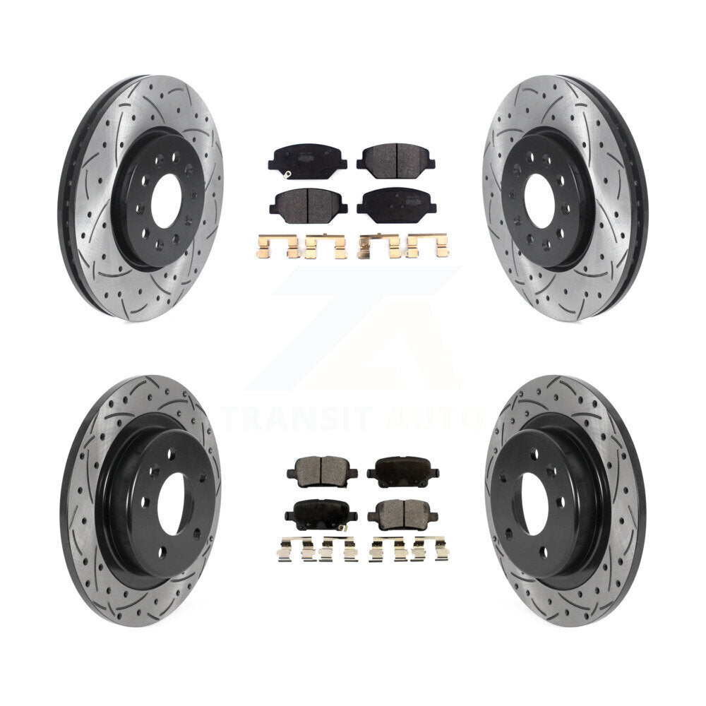 Rotors de frein à fente avant et arrière, Kit de plaquettes semi-métalliques pour Chevrolet Equino