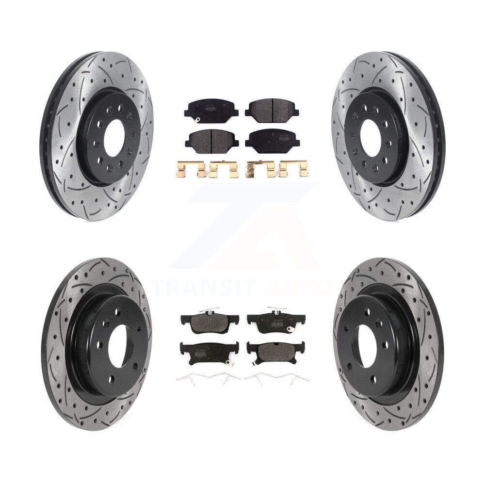 Kit de plaquettes semi-métalliques de Rotors de frein à disque de fente de forage avant et arrière pour Buick Envisio