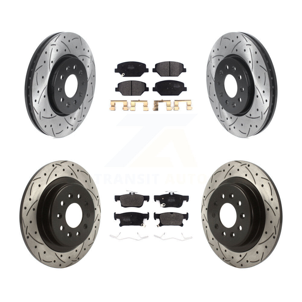 Kit de plaquettes semi-métalliques de Rotors de frein à disque de fente de forage avant et arrière pour Buick Envisio