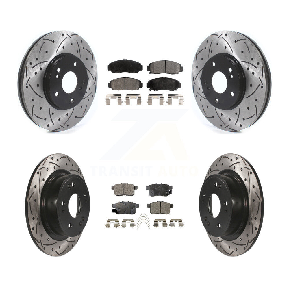 Kit de plaquettes semi-métalliques de Rotor de frein à fente avant et arrière, pour Honda Accord Acur
