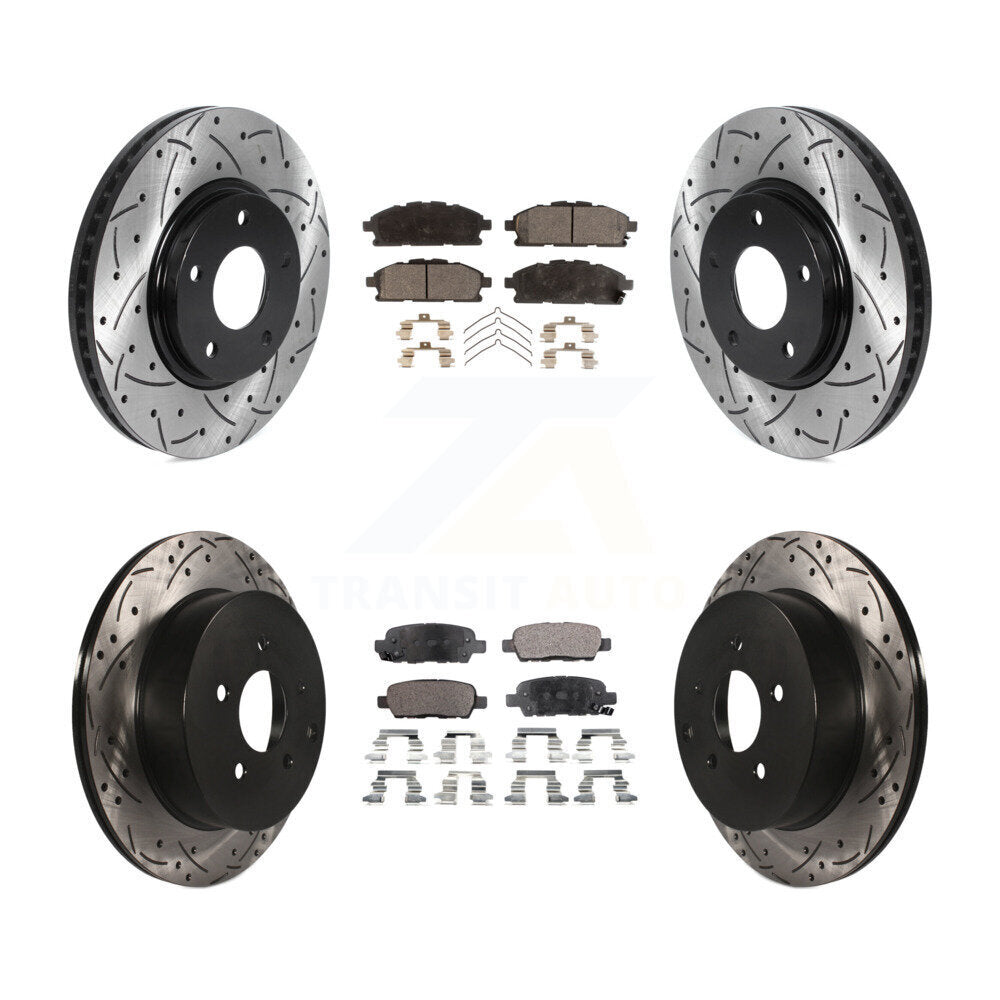 Kit de plaquettes semi-métalliques de Rotor de frein à fente avant et arrière pour Nissan Ques 11-17