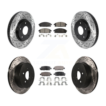 Kit de plaquettes semi-métalliques de Rotor de frein à fente avant et arrière pour Nissan Ques 04-09