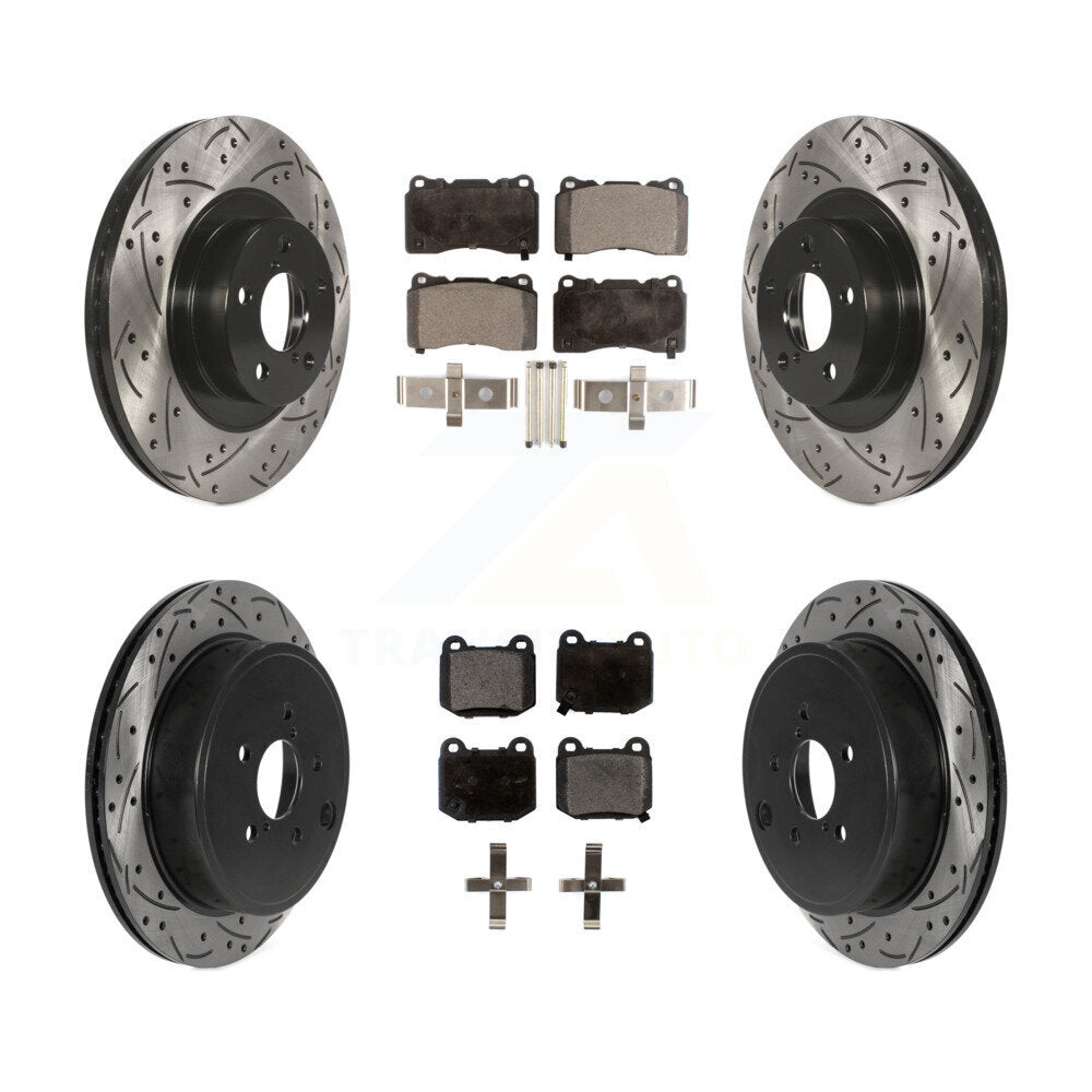 Kit de plaquettes semi-métalliques pour rotors de frein à disque, fente de perçage avant et arrière, pour Toyota 8