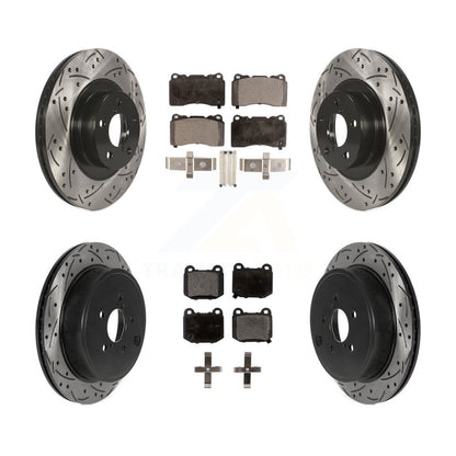 Kit de plaquettes semi-métalliques pour rotors de frein à disque, fente de perçage avant et arrière, pour Toyota 8