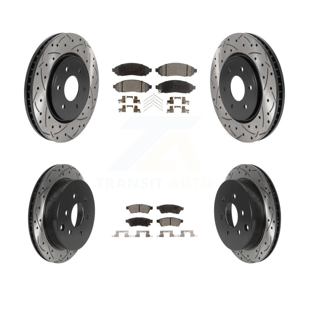 Kit de plaquettes semi-métalliques de Rotor de frein à disque de fente de forage avant et arrière pour Nissan Frontie