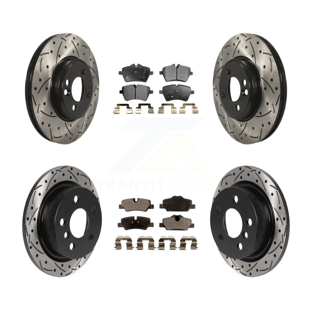 Rotor de frein à disque à fente percée avant et arrière et Kit de plaquettes semi-métalliques pour Mini Coope