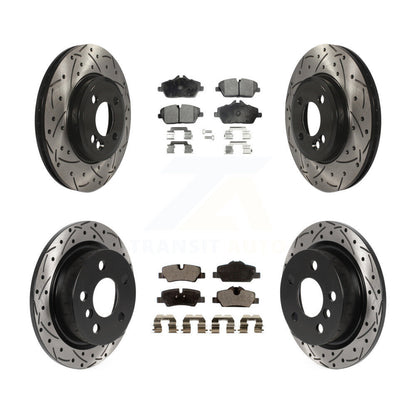 Rotor de frein à disque à fente percée avant et arrière et Kit de plaquettes semi-métalliques pour Mini Coope