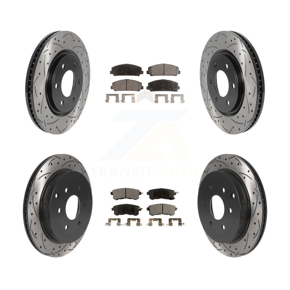 Kit de plaquettes semi-métalliques de Rotor de frein de fente de forage avant et arrière pour INFINITI QX80 Nissa