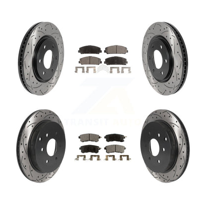 Kit de plaquettes semi-métalliques de Rotor de frein de fente de forage avant et arrière pour INFINITI QX80 Nissa