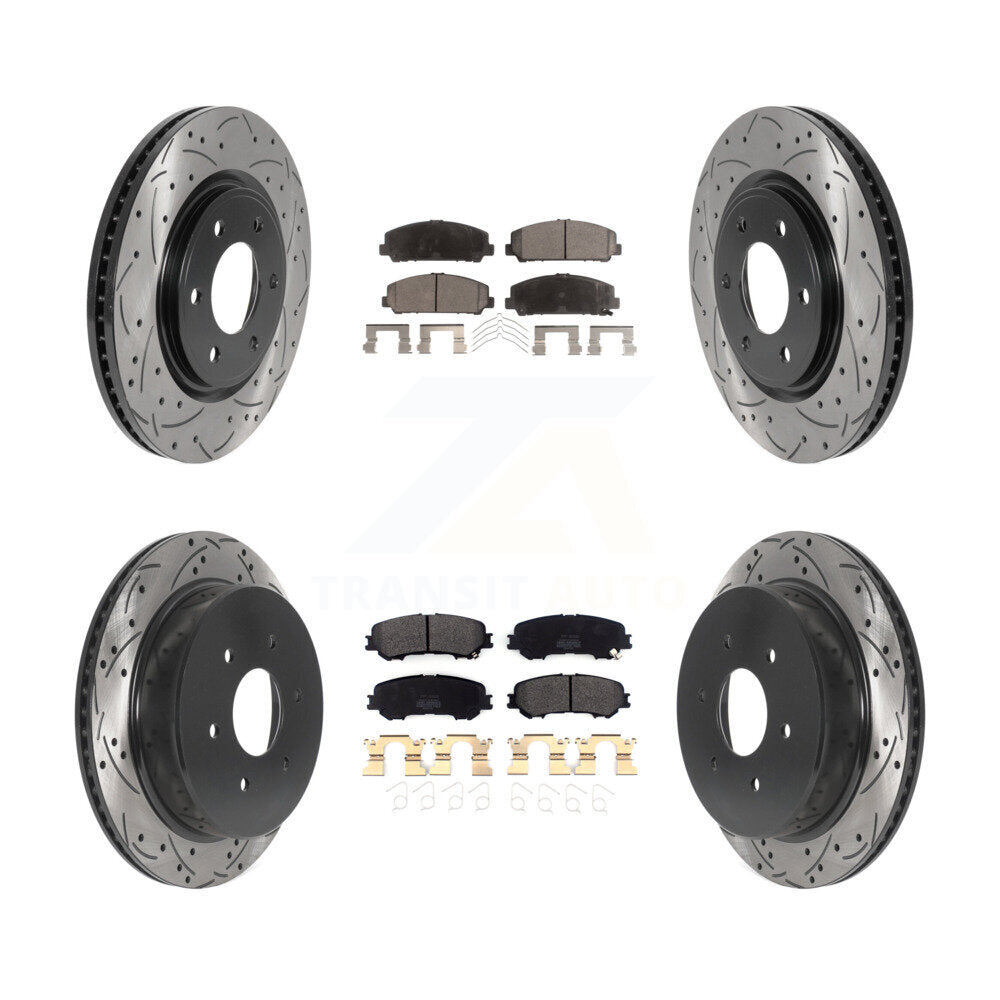 Kit de plaquettes semi-métalliques de Rotor de frein à fente avant et arrière, pour Nissan TITA 17-23