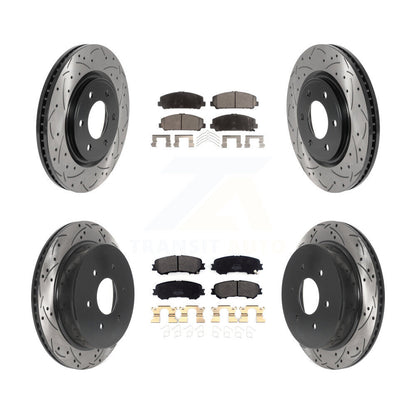 Kit de plaquettes semi-métalliques de Rotor de frein à fente avant et arrière, pour Nissan TITA 17-23