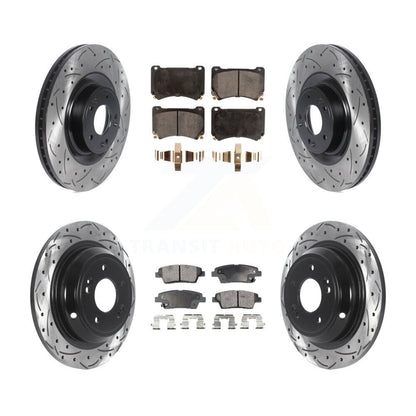 Kit de plaquettes semi-métalliques de Rotor de frein de fente de forage avant et arrière pour Hyundai Genesis 5.0