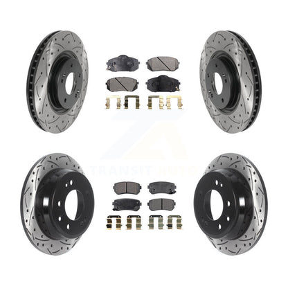 Kit de plaquettes semi-métalliques de rotors de frein à disque de fente de forage avant et arrière pour Hyundai Tucso