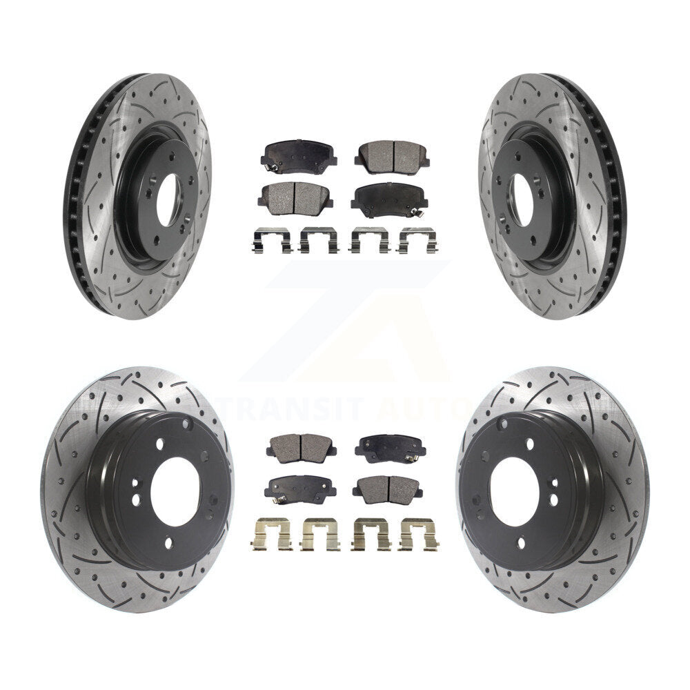 Kit de plaquettes semi-métalliques de Rotor de frein à disque à fente avant et arrière pour Hyundai Azer