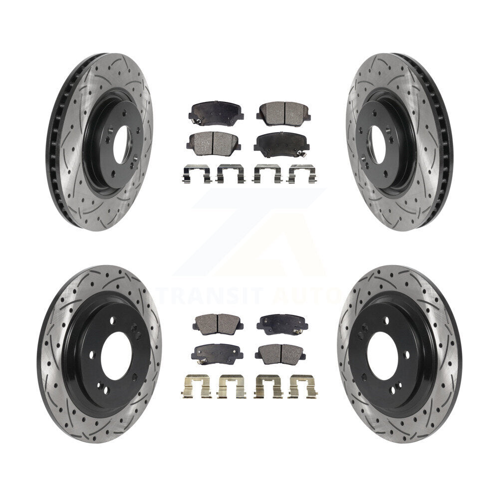 Kit de plaquettes semi-métalliques de Rotor de frein à disque à fente avant et arrière pour Hyundai Azer