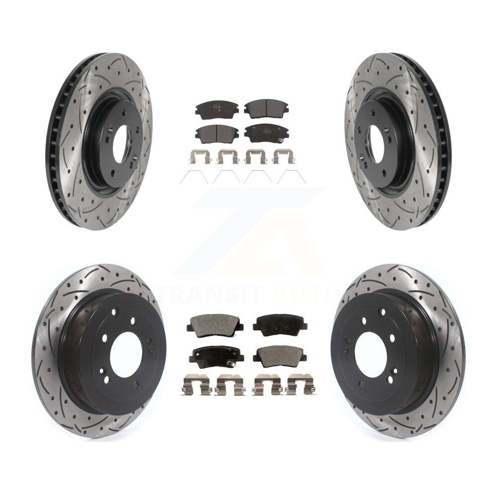 Rotors de frein à disque à fente avant et arrière, Kit de plaquettes semi-métalliques pour Kia Sportag