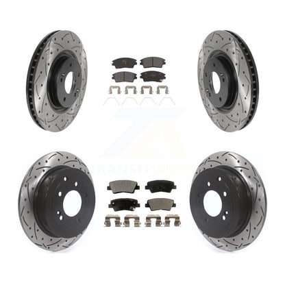 Rotors de frein à disque à fente avant et arrière, Kit de plaquettes semi-métalliques pour Kia Sportag