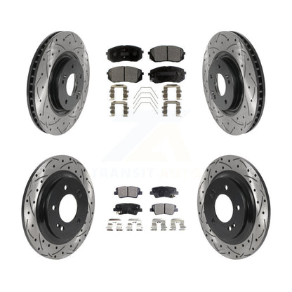 Kit de plaquettes semi-métalliques de rotors de frein à disque de fente de forage avant et arrière pour Hyundai Sonat