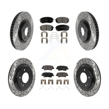 Kit de plaquettes semi-métalliques de Rotor de frein à disque de fente de forage de manteau avant et arrière pour Kia Optim
