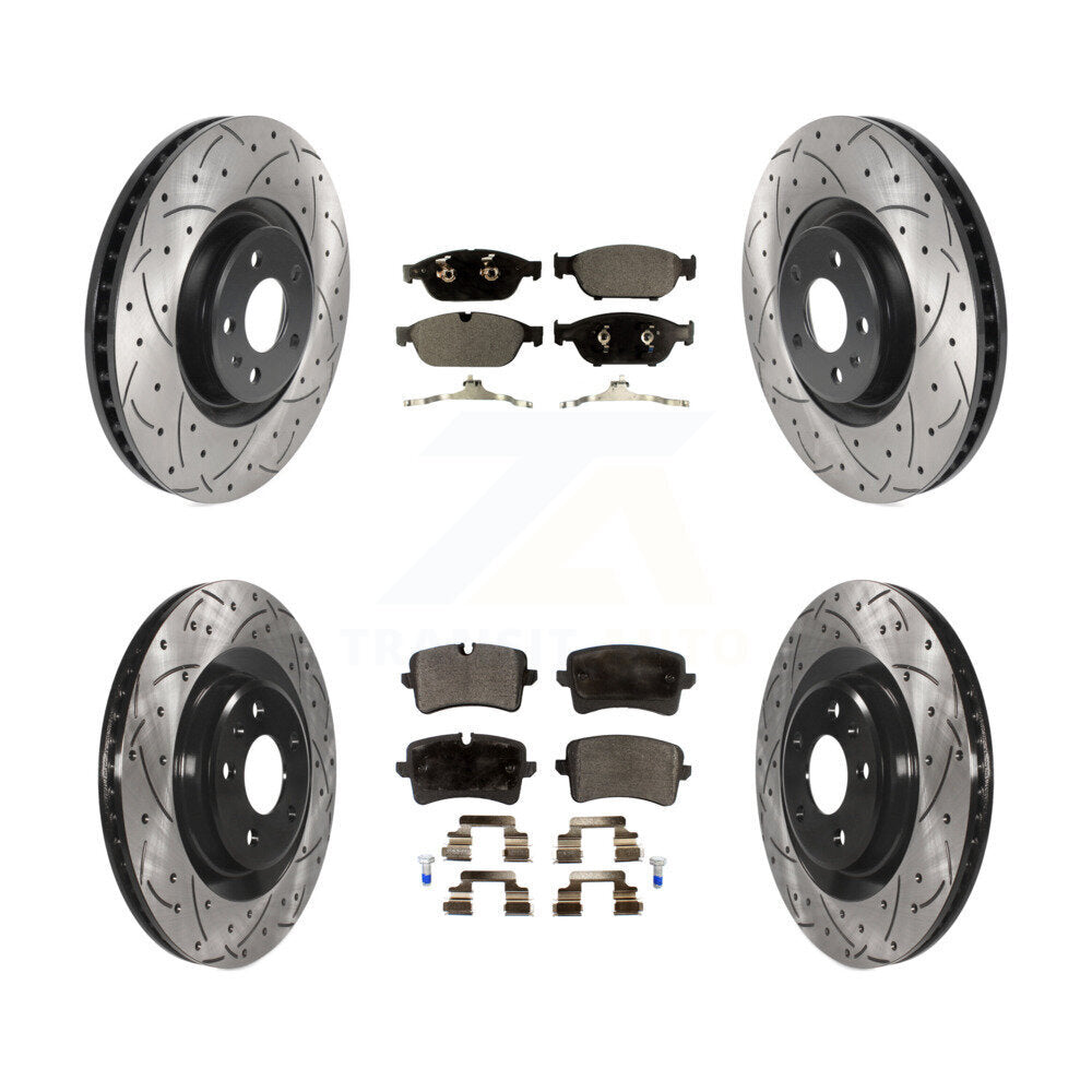 Kit de plaquettes semi-métalliques de Rotor de frein à fente avant et arrière, pour Audi A6 Quattro A