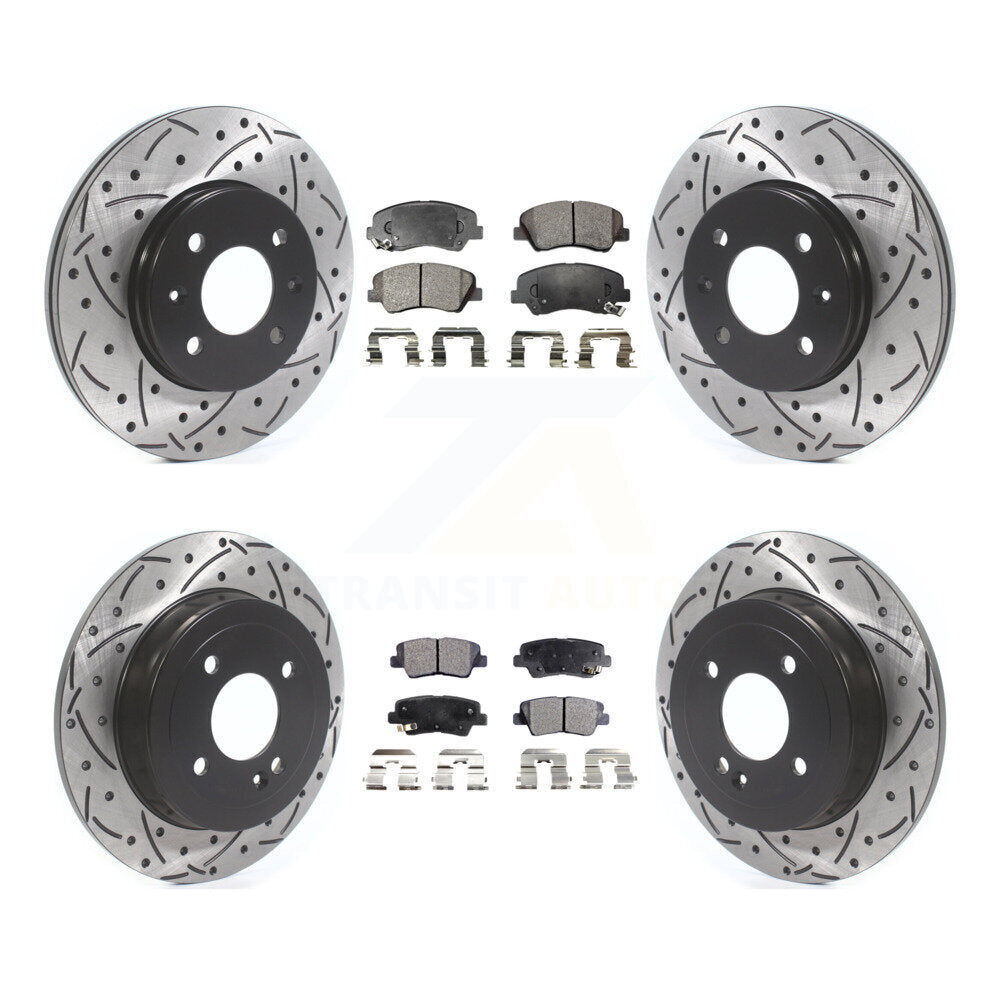 Kit de plaquettes semi-métalliques de Rotor de frein à fente avant et arrière, pour Hyundai Accent Ki