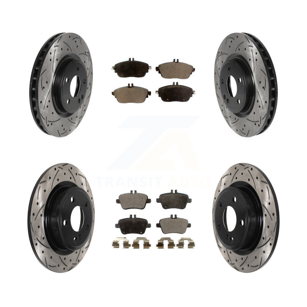 Kit de plaquettes semi-métalliques de Rotor de frein de fente de forage avant et arrière pour Mercedes-Benz GLA25