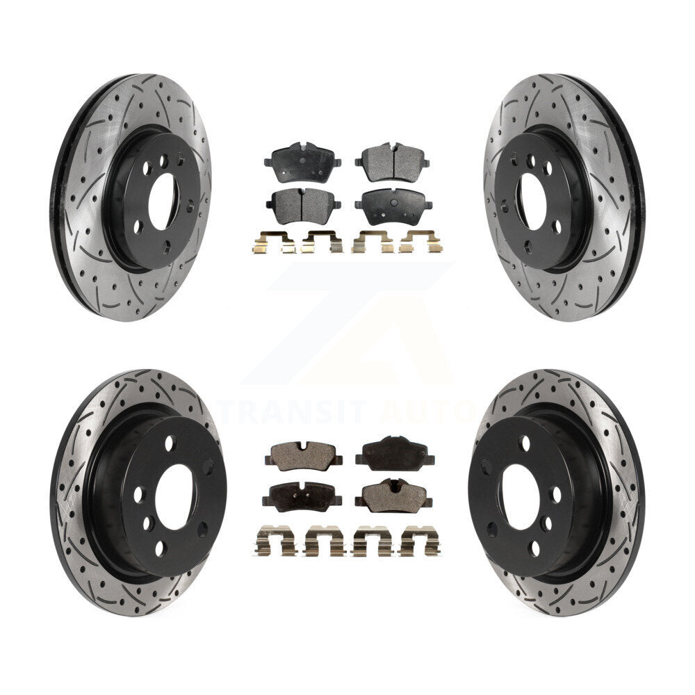 Rotor de frein à disque à fente percée avant et arrière et Kit de plaquettes semi-métalliques pour Mini Coope