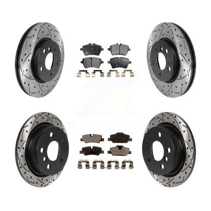 Rotor de frein à disque à fente percée avant et arrière et Kit de plaquettes semi-métalliques pour Mini Coope