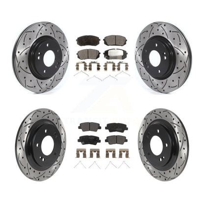 Kit de plaquettes semi-métalliques de Rotor de frein à disque de fente de forage de manteau avant et arrière pour Kia Optim