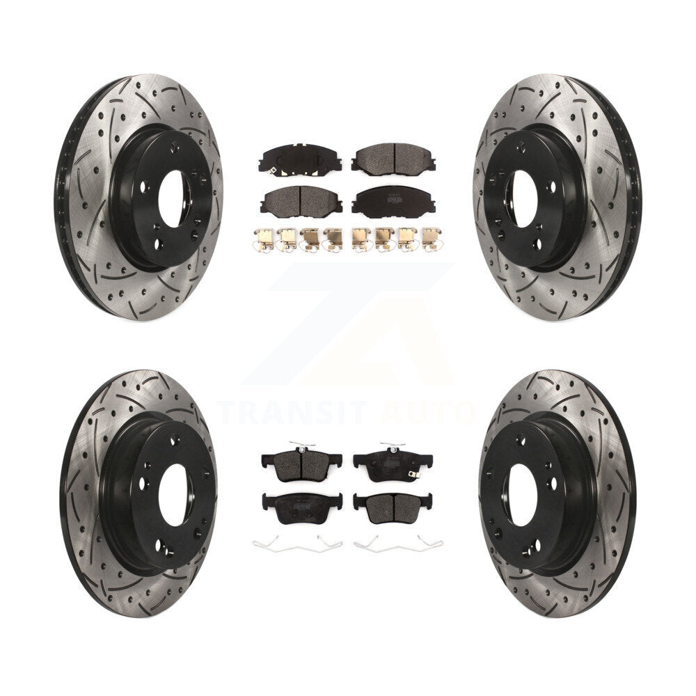 Kit de plaquettes semi-métalliques de rotors de frein de fente de forage avant et arrière pour Honda Insigh 19-22
