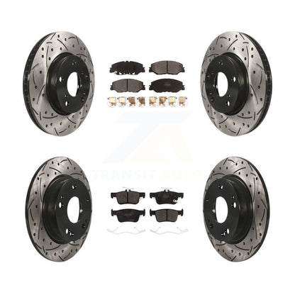 Kit de plaquettes semi-métalliques de rotors de frein de fente de forage avant et arrière pour Honda Insigh 19-22