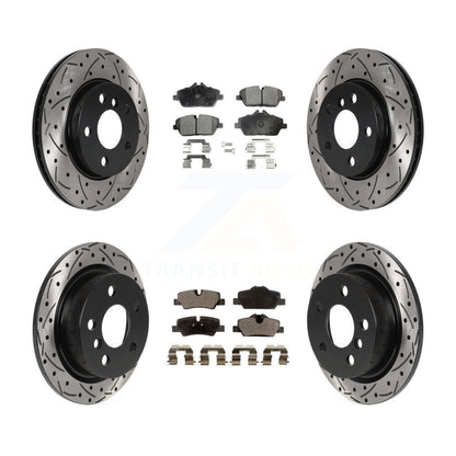 Rotor de frein à disque à fente percée avant et arrière et Kit de plaquettes semi-métalliques pour Mini Coope