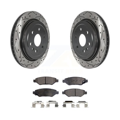 Rotor de frein à fente arrière percé et Kit de plaquettes semi-métalliques pour Cadillac SRX Saab 9-4