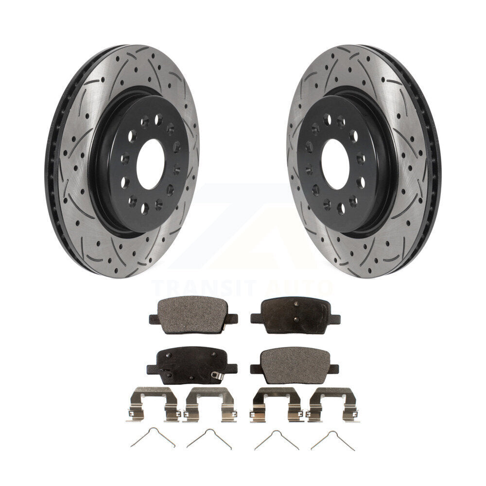 Kit de plaquettes semi-métalliques de Rotor de frein de fente de forage arrière pour Chevrolet Cadillac XT5 GM