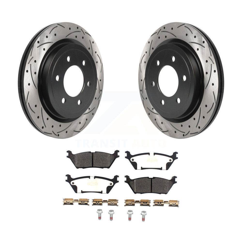 Kit de plaquettes semi-métalliques de Rotor de frein à disque de fente de forage arrière pour Ford F-150 Expeditio